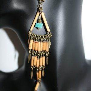 Women s Vintage Boho Native Inspired Dangle Drop Earrings with Turquoise